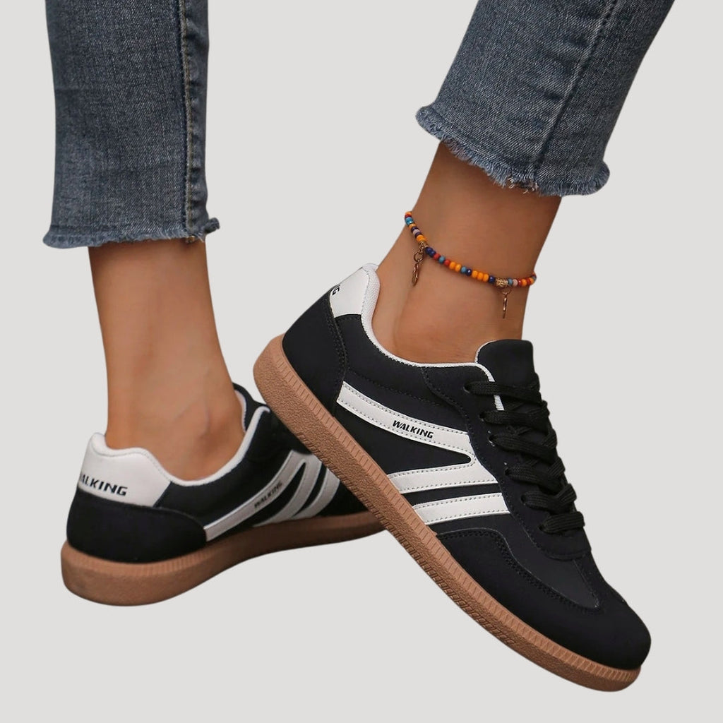 Baskets rétro à lacets pour femmes avec rayures contrastées