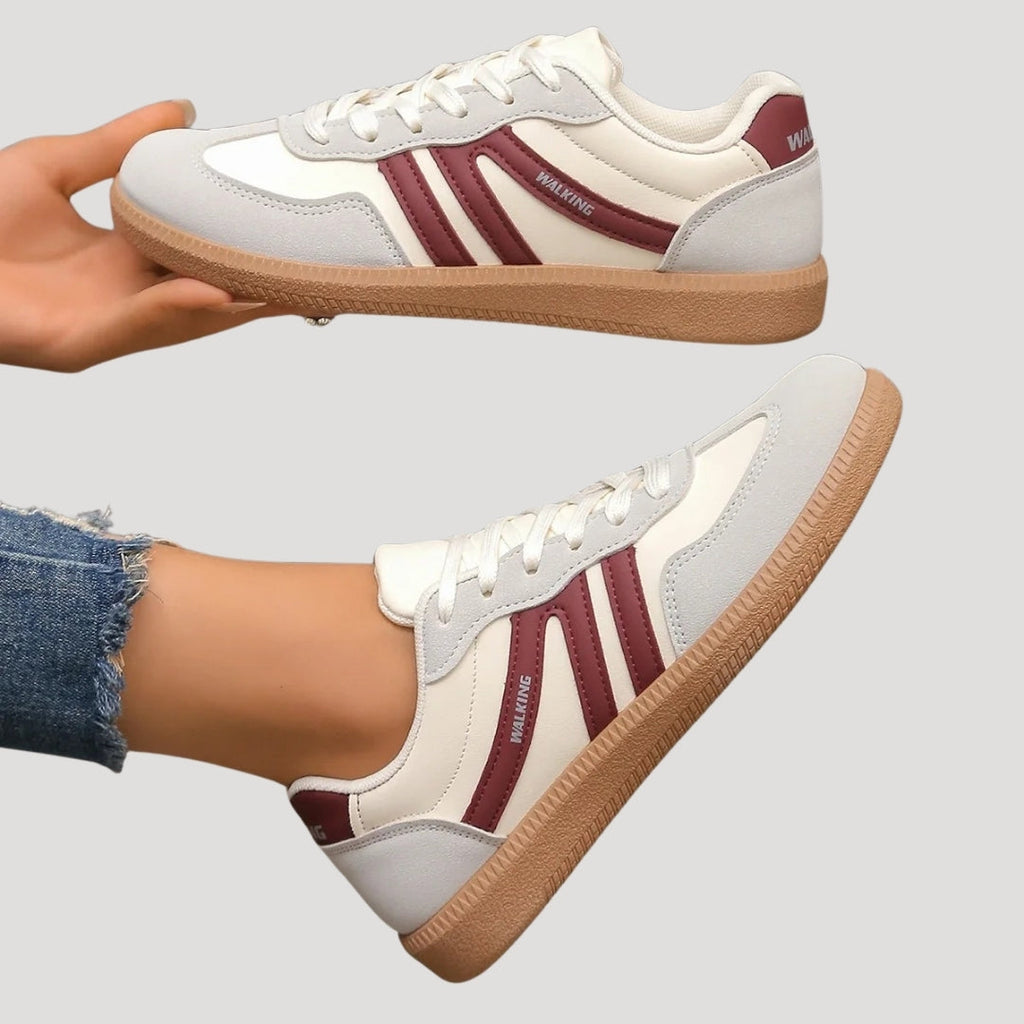 Baskets rétro à lacets pour femmes avec rayures contrastées