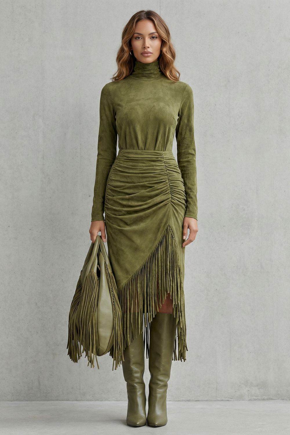 Soléna – Détail franges froncées – Robe midi
