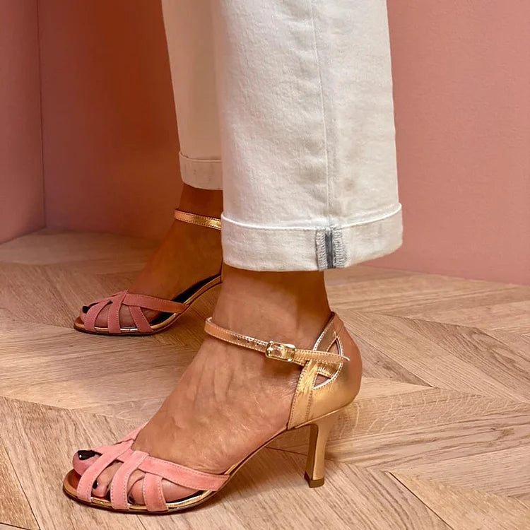 LENA™ | High heels with cutout strap and color contrast 