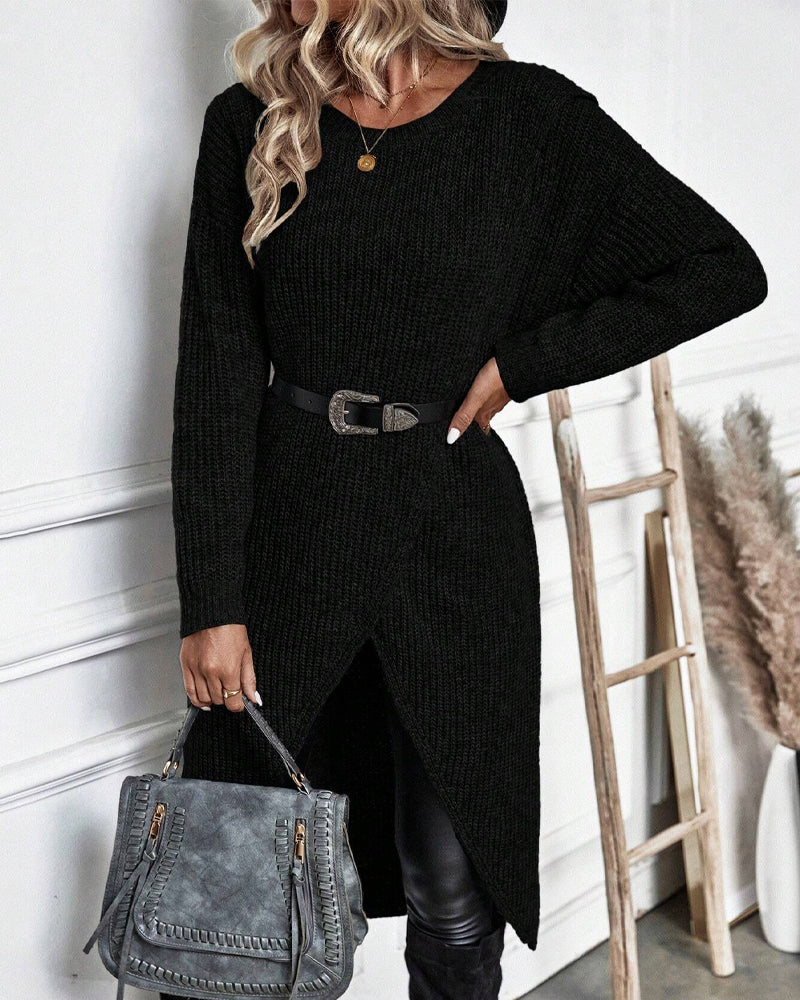 Laluna® | Lange Effen trui-jurk 
