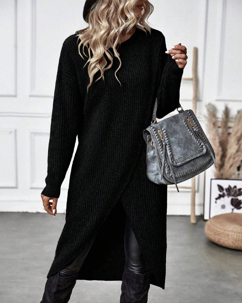 Laluna® | Lange Effen trui-jurk 