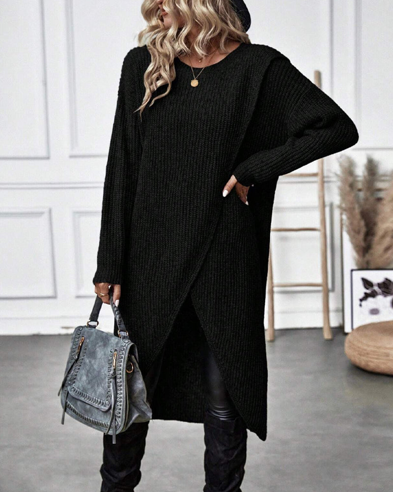 Laluna® | Lange Effen trui-jurk 