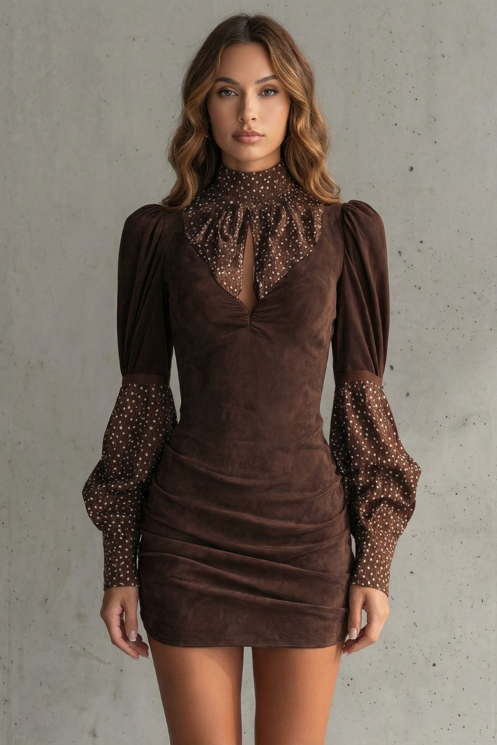 Serelinne – Robe mini vintage à manches bouffantes