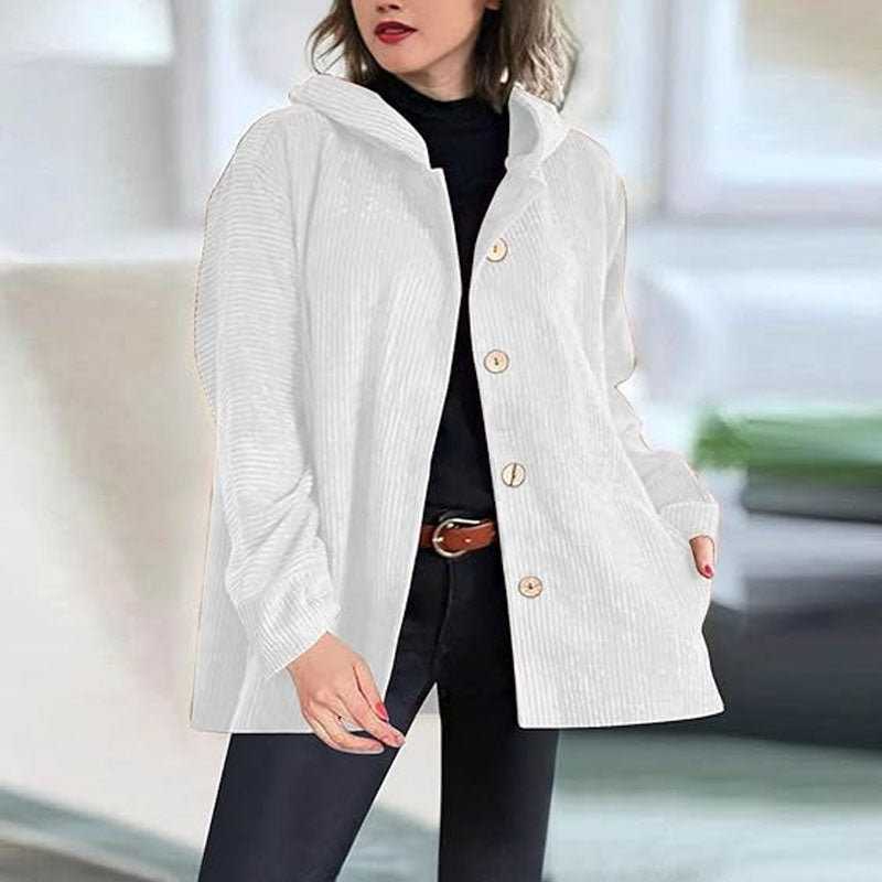 Veste à hoode en velours casual pour l'automne 