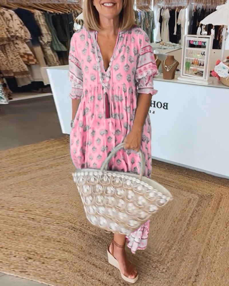 Mana | Robe chic à fleurs et col en V 