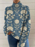 Île | Pull à col roulé fleuri intemporel