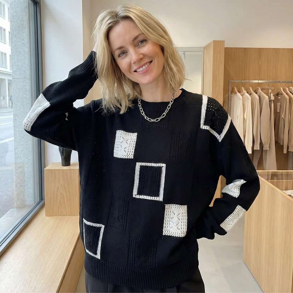 Aleida | Pull en maille moderne à motif géométrique 
