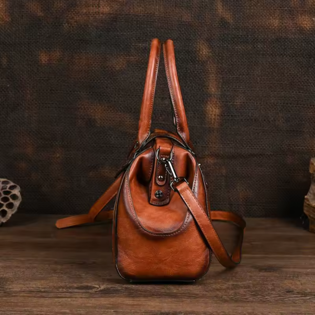 Florina - Sac à main en cuir avec gravure et motif floral
