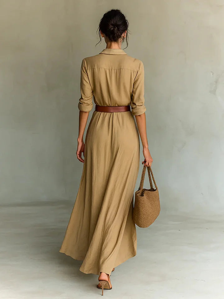 Una | Robe longue portefeuille à revers 