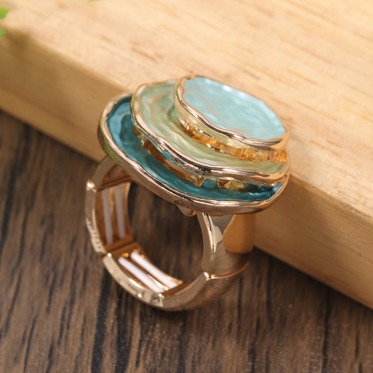 Bague bohème à trois couches en émail