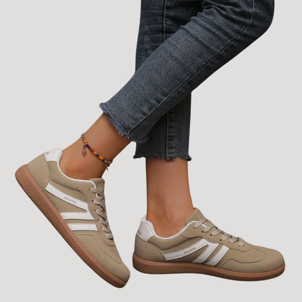 Baskets rétro à lacets pour femmes avec rayures contrastées