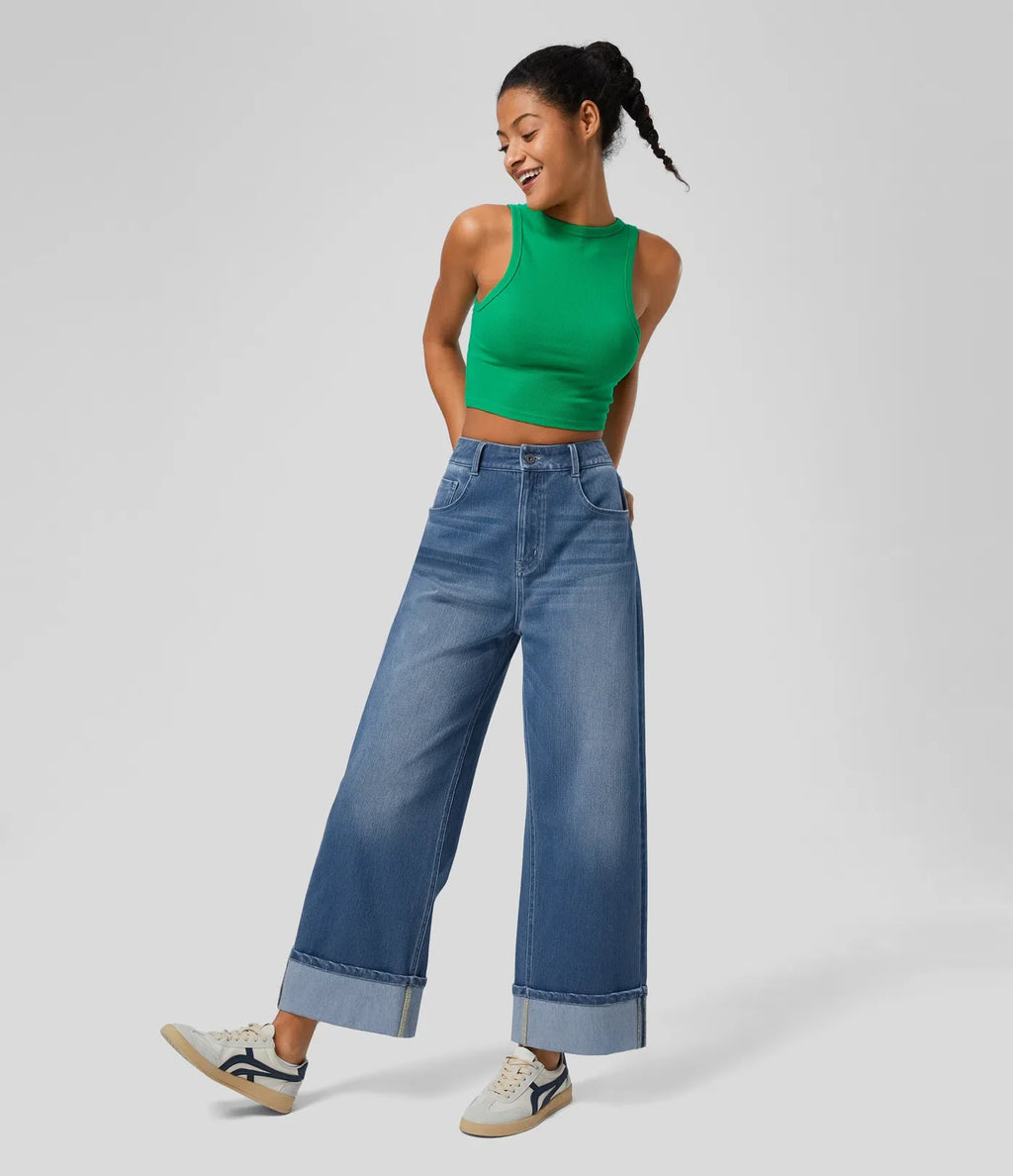 Manouk | Wijde Jeans Met Hoge Taille &amp; Comfortabele Fit