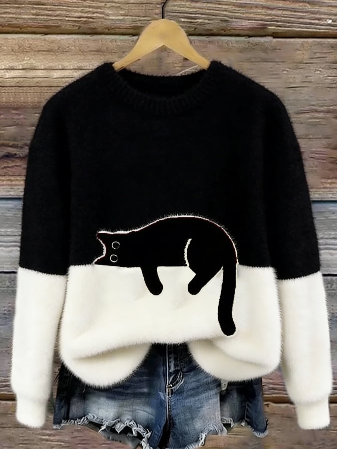 Moon | Pull femme à motif chat