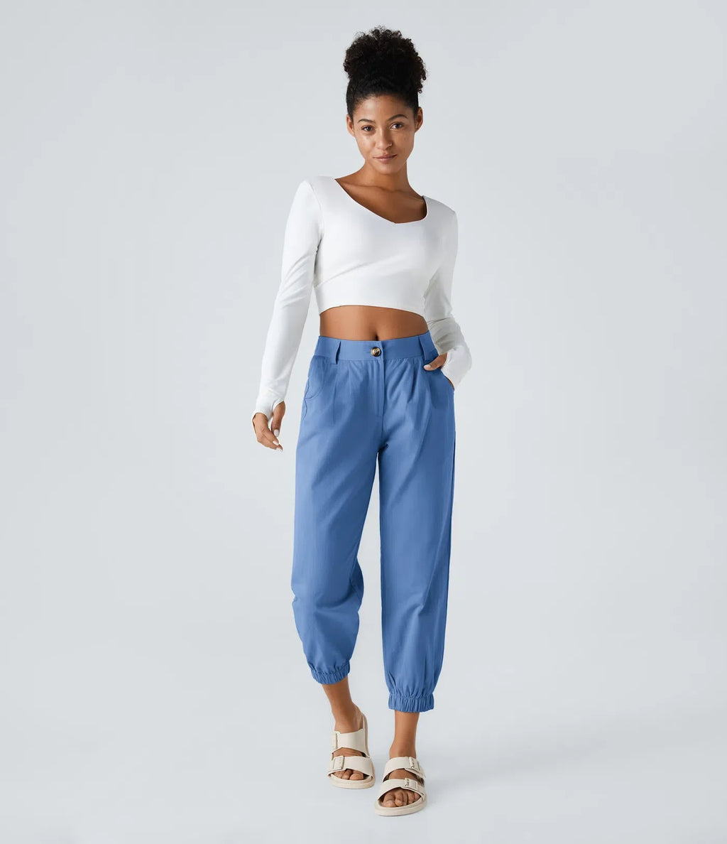 Marianne | Katoenen Broek avec Knopen, Rits et Praktische Zakken