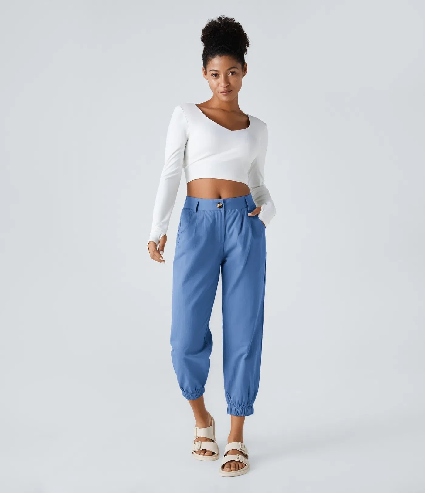 Marianne | Katoenen Broek avec Knopen, Rits et Praktische Zakken