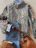 Pull fleuri vintage classique Ivy
