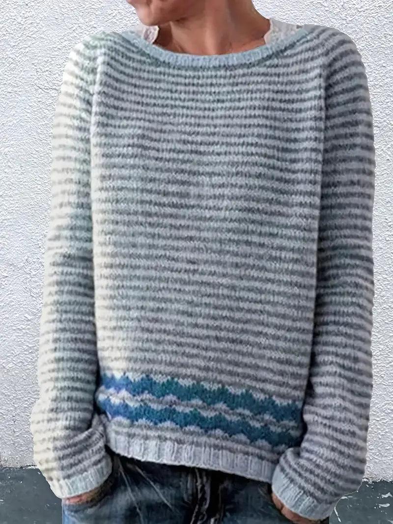 Pull décontracté pour femme à rayures discrètes