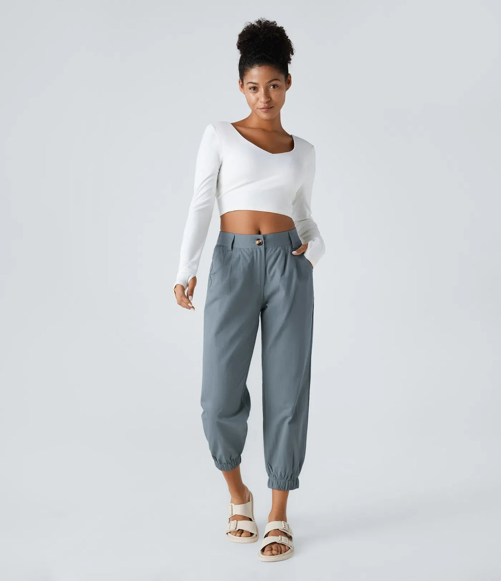 Marianne | Katoenen Broek avec Knopen, Rits et Praktische Zakken