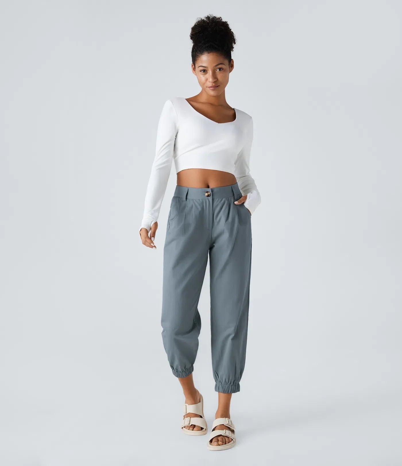 Marianne | Katoenen Broek avec Knopen, Rits et Praktische Zakken