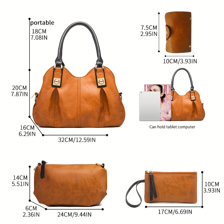 Ensemble de 4 sacs en cuir vintage