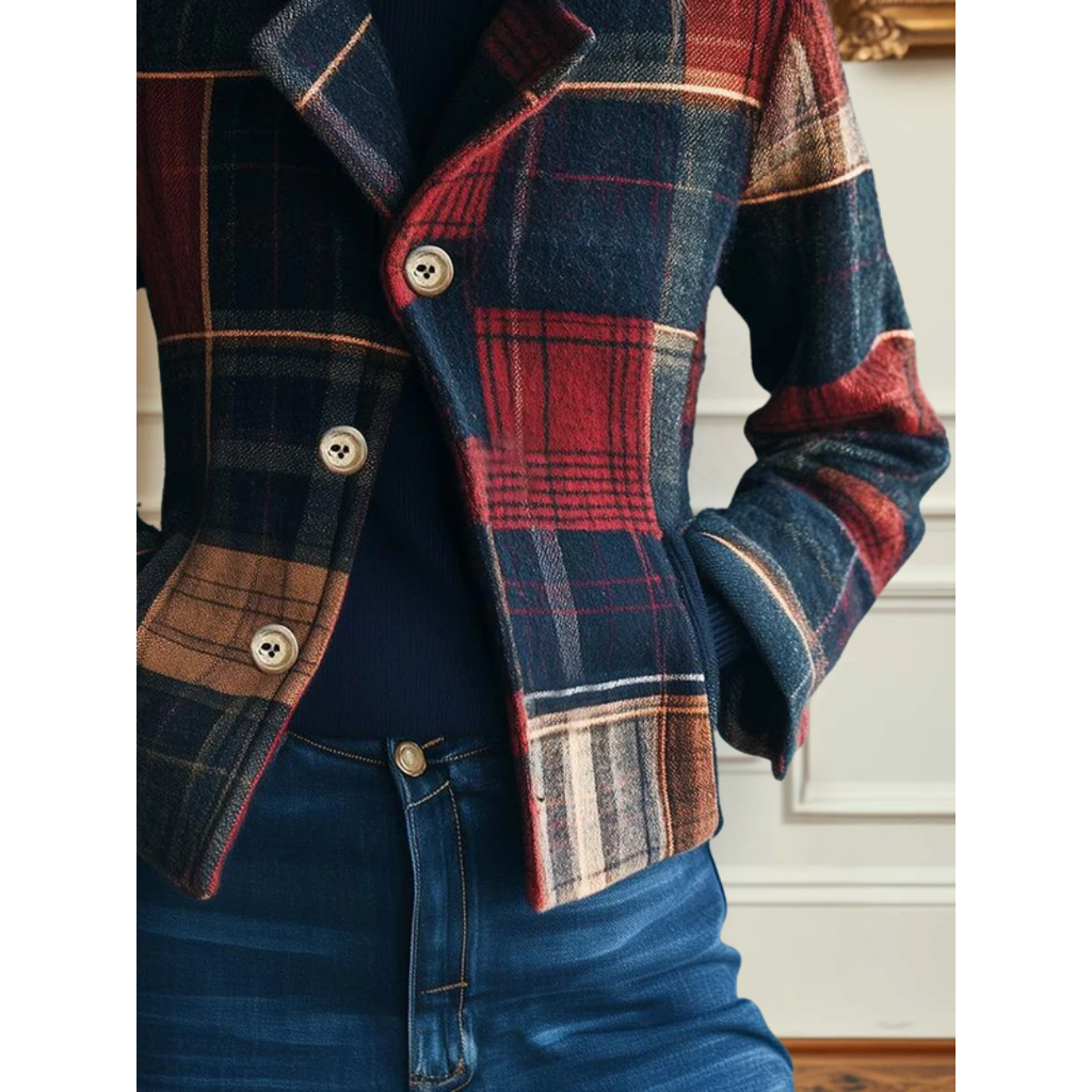 NOELLE | Veste classique en laine à carreaux