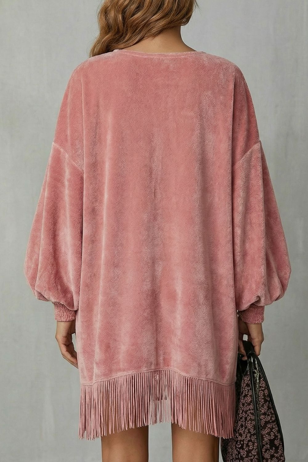 Bellurie – Manches volumineuses – Mini-robe à franges