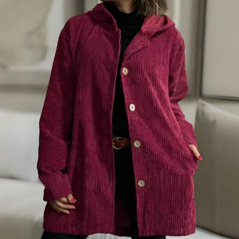 Veste à hoode en velours casual pour l'automne 