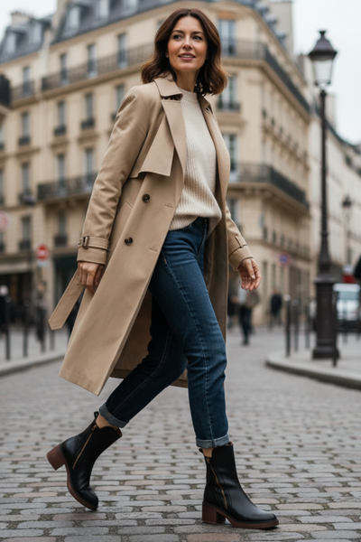 Marie™ | Leather Ankle Boots with Comfort Heels