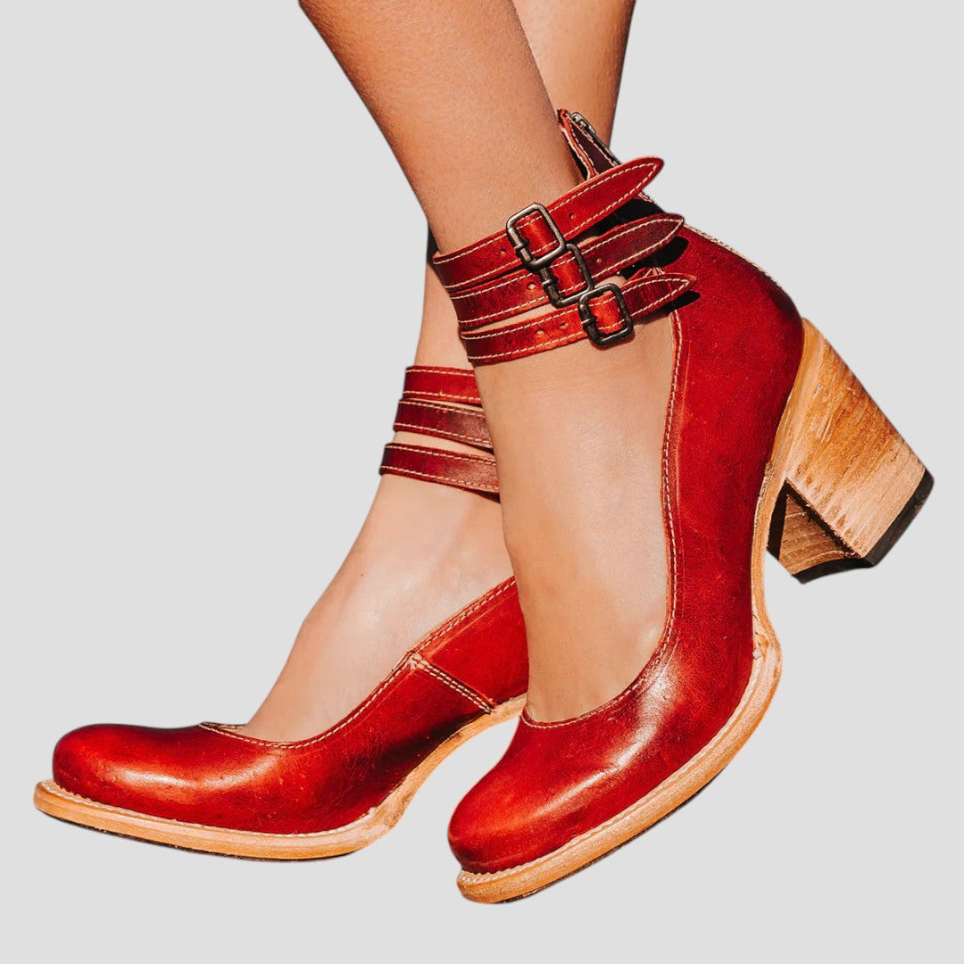 SONIA™ | Elegantní kotníkové boty s retro podpatkem a dvojitým páskem