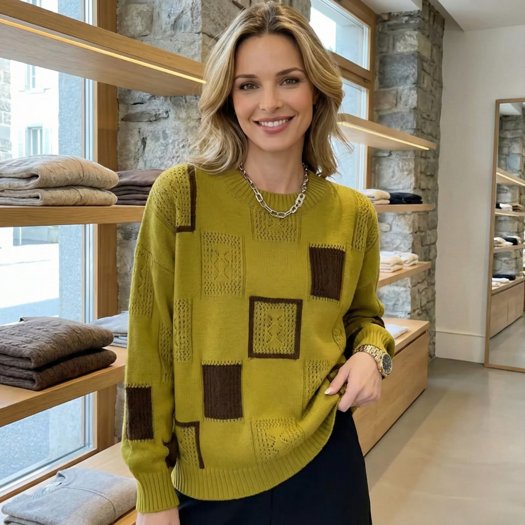 Aleida | Pull en maille moderne à motif géométrique 