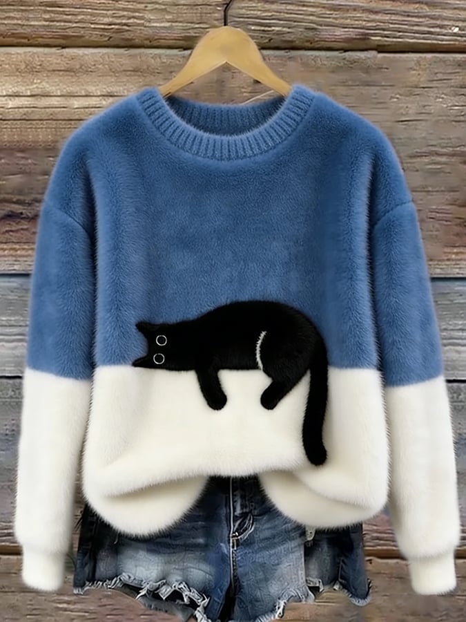 Moon | Pull femme à motif chat