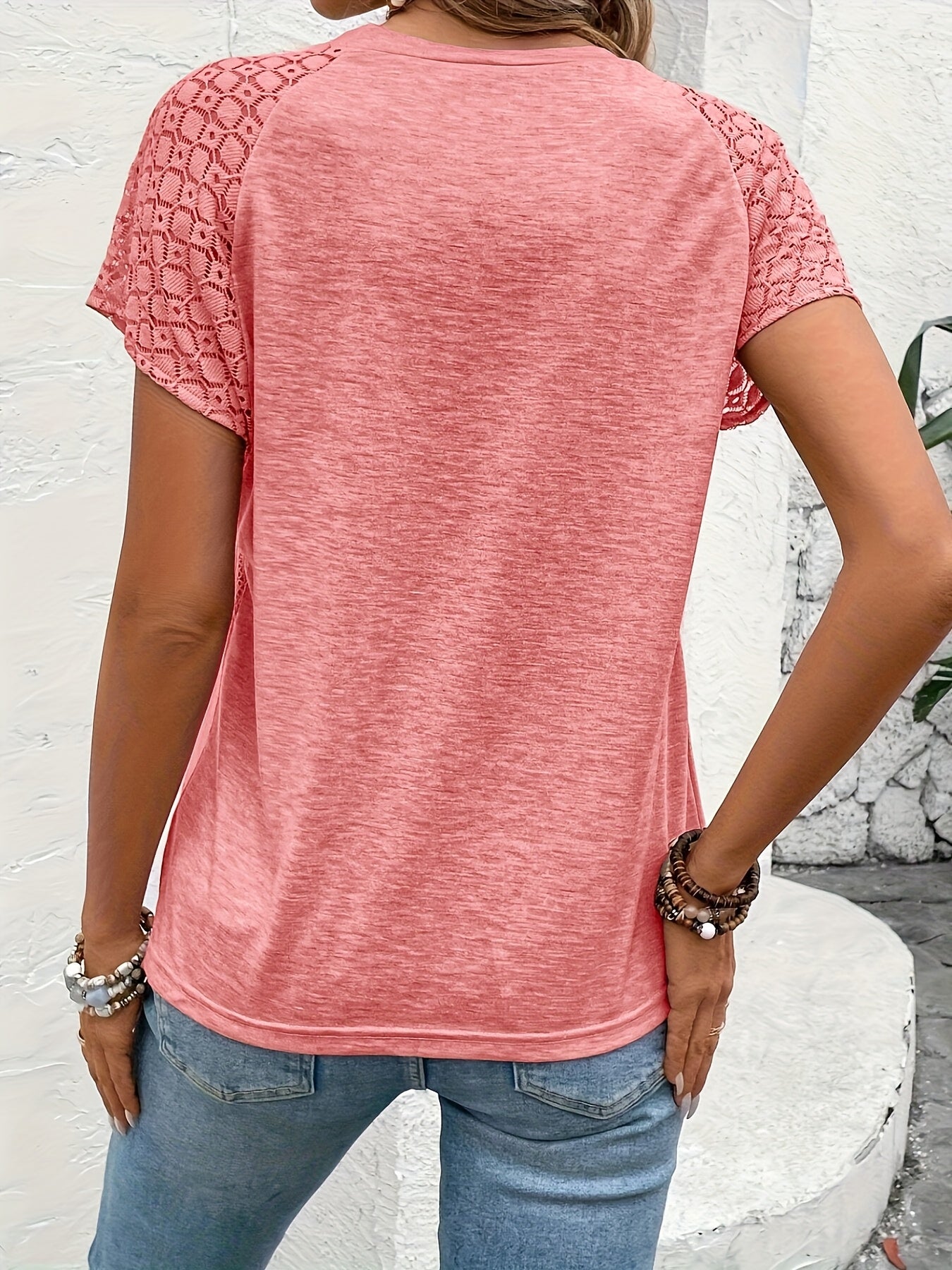 NANCY™ | ELEGANT ROUND NECK BLOUSE WITH LACE SLEEVES