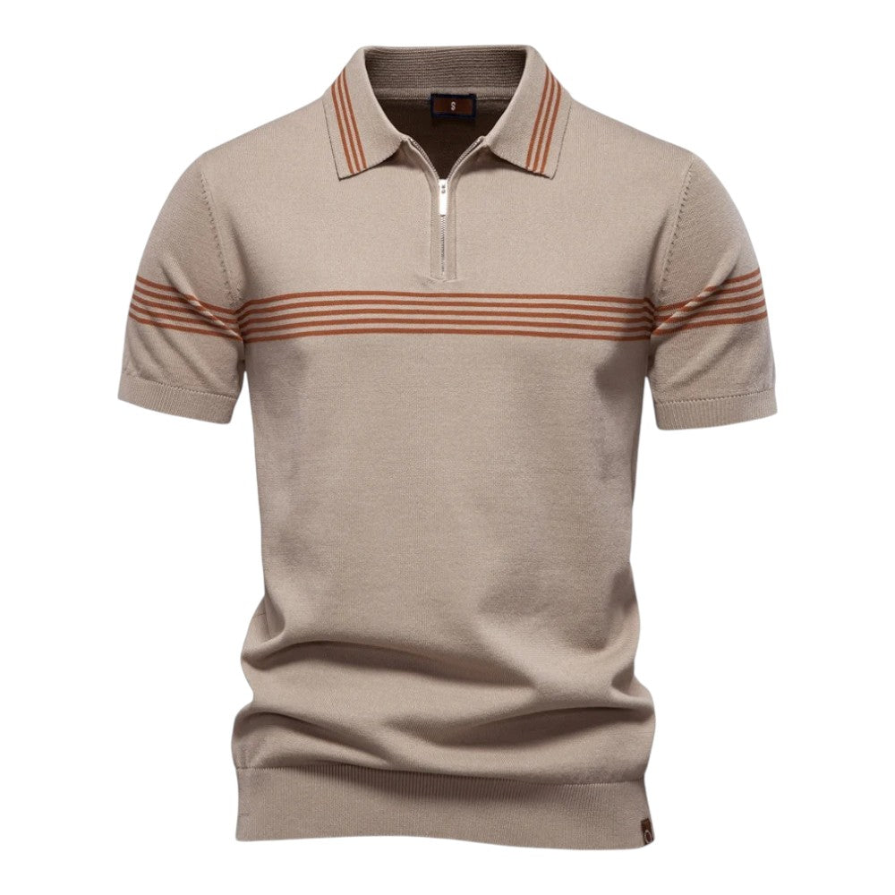 Milan™ | Modern men's polo shirt with zip and contrast stripes