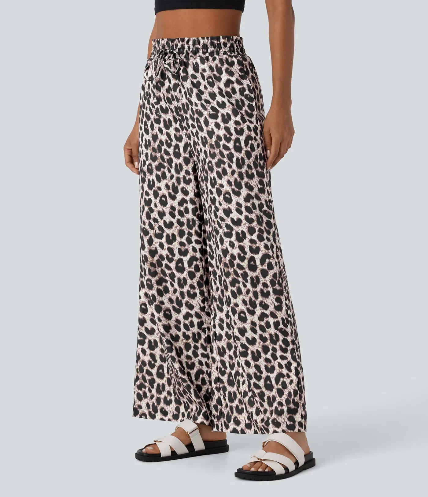 Lisette | Casual Broek Met Hoge Tailleband &amp; Leopard print