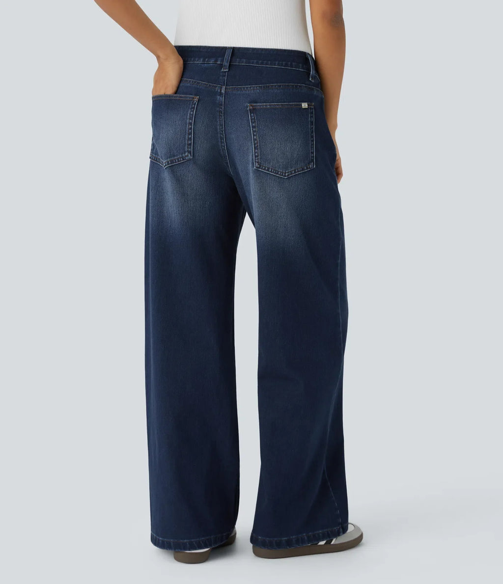 Linda | Comfortabele Jeans Met Handige Ritszakken &amp; Losvallende Elegante Pijpen