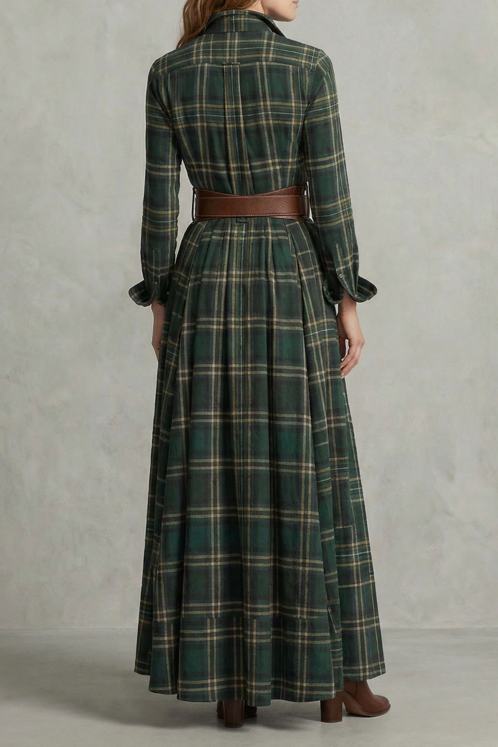 Velerine – Charme des Highlands – Robe-chemise longue à carreaux (ceinture incluse)