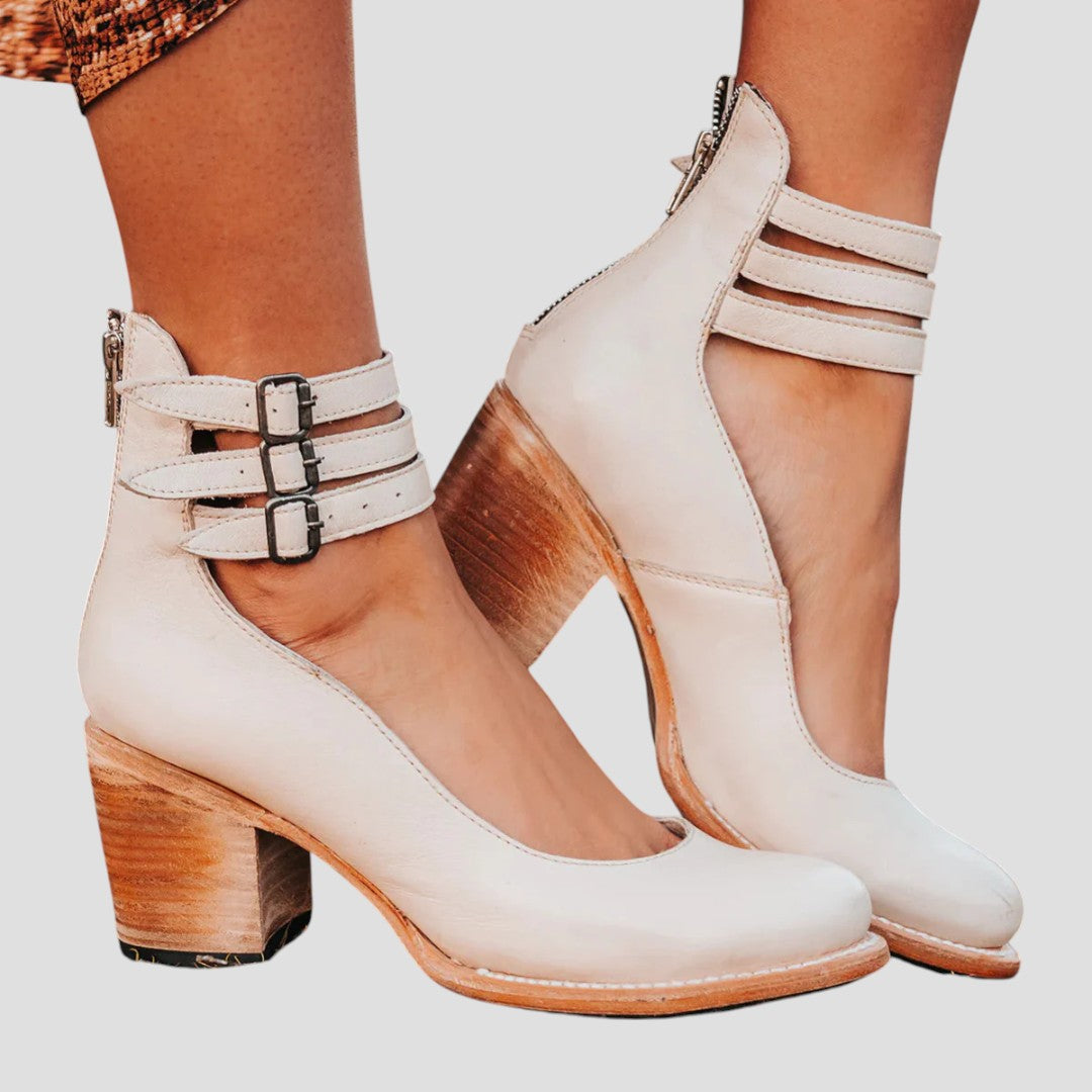SONIA™ | Elegantní kotníkové boty s retro podpatkem a dvojitým páskem