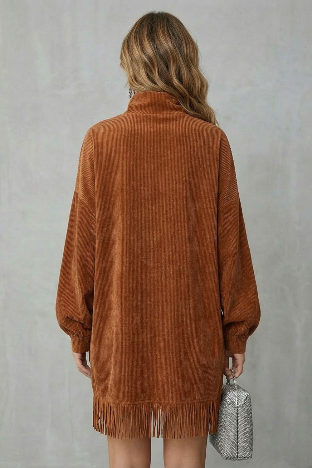 Castellaine - Robe mini à franges et col roulé