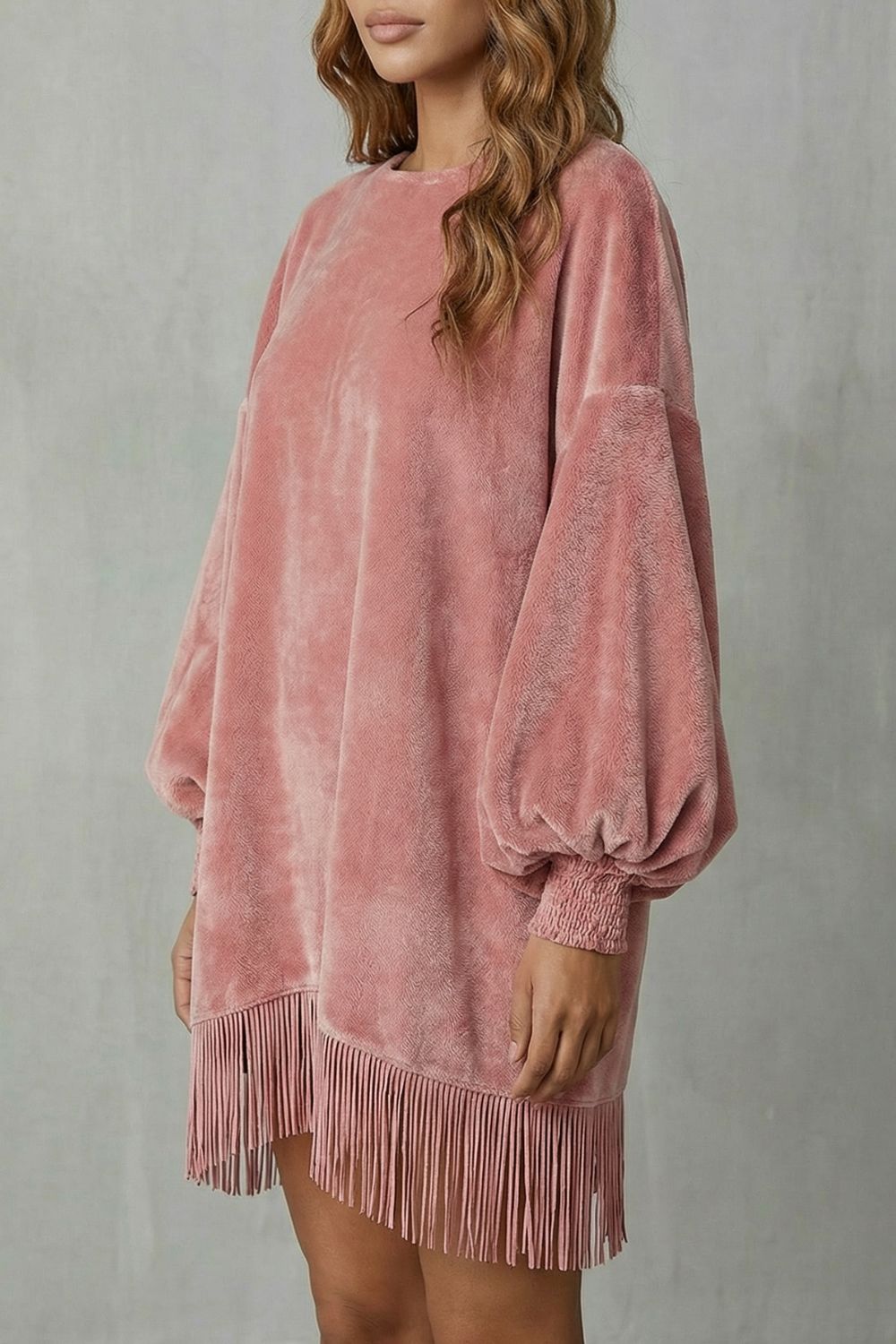 Bellurie – Manches volumineuses – Mini-robe à franges
