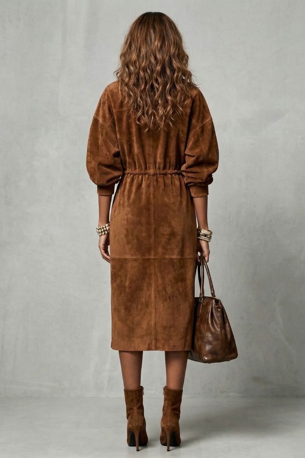 Robe midi zippée Zanetta - Taille élastiquée avec cordon de serrage