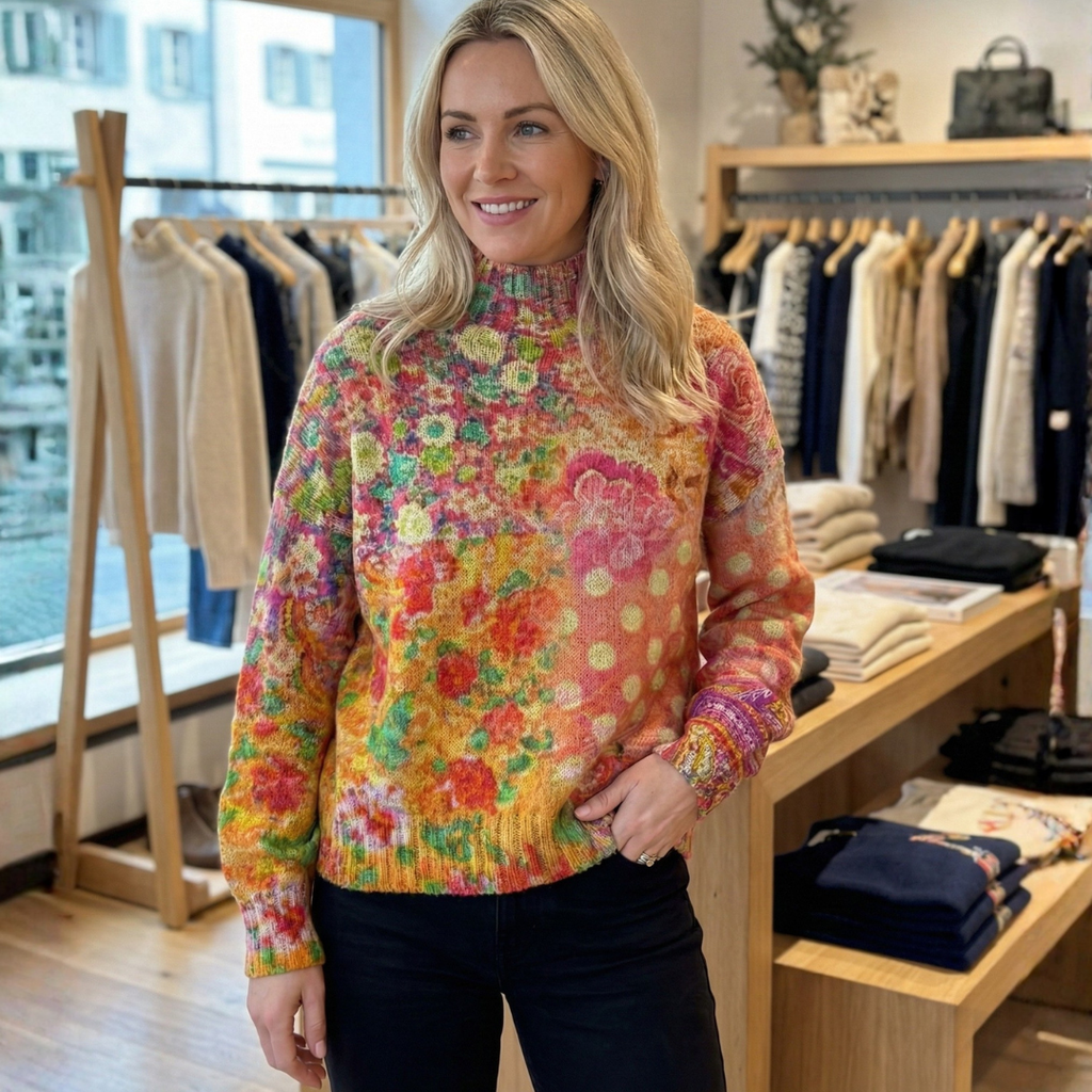Amelia | Pull en maille à pois fleuris