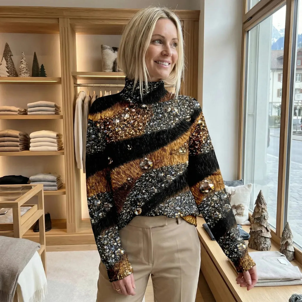 Margaret | Pull abstrait artistique aux tons naturels