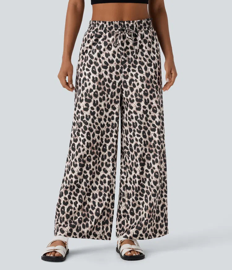 Lisette | Casual Broek Met Hoge Tailleband &amp; Leopard print