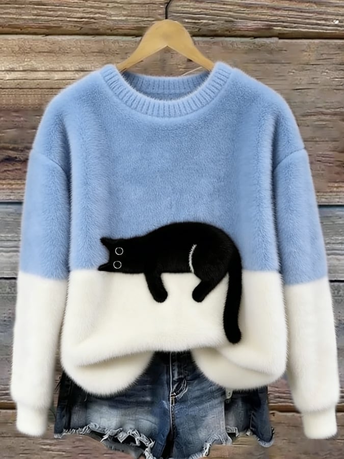 Moon | Pull femme à motif chat