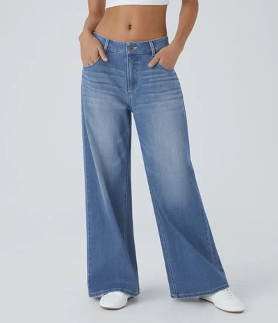 Linda | Comfortabele Jeans Met Handige Ritszakken & Losvallende Elegante Pijpen