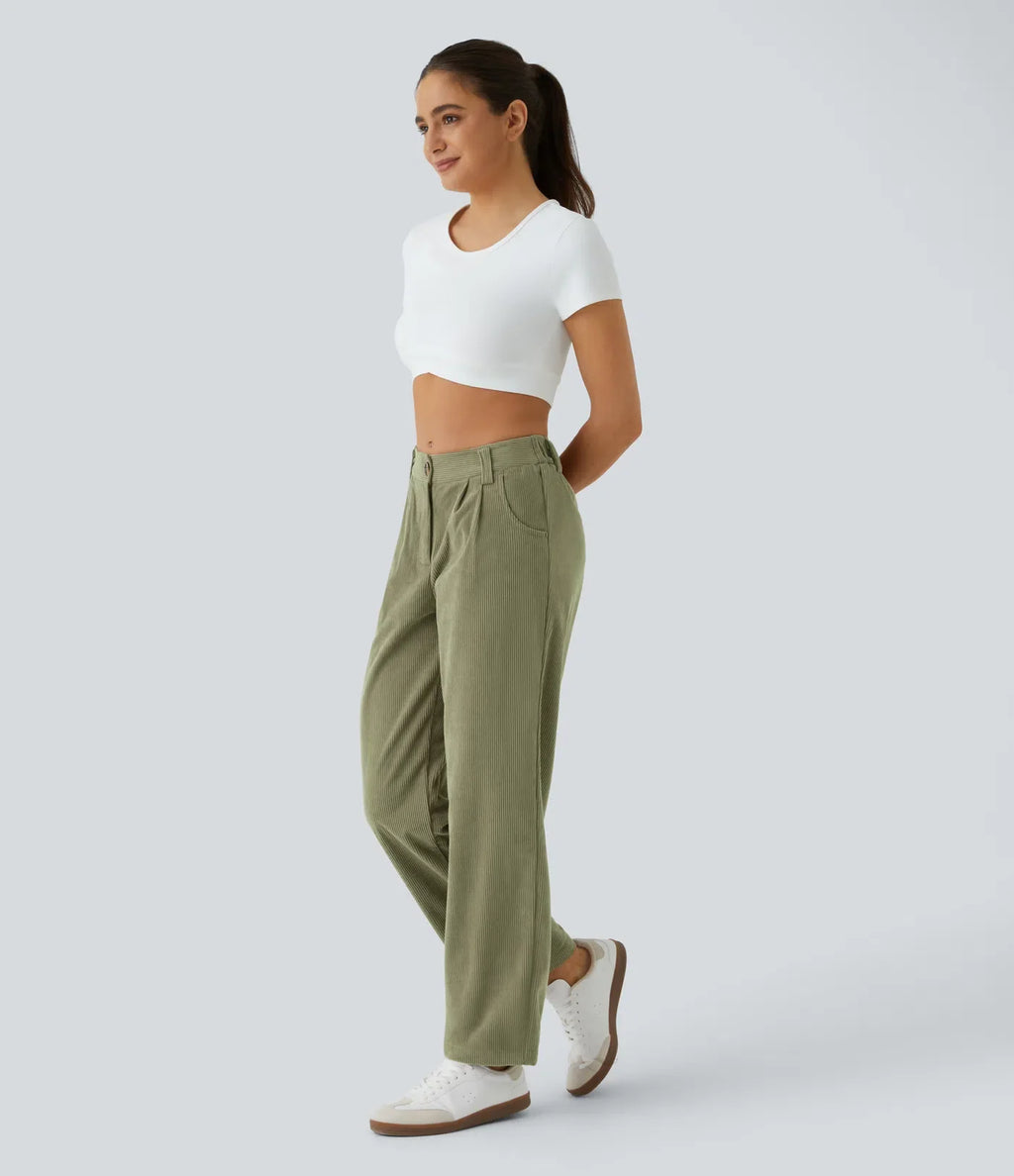 Annette | Comfortabele Broek Met Middelhoge Taille, Ritssluiting Et Zijzakken