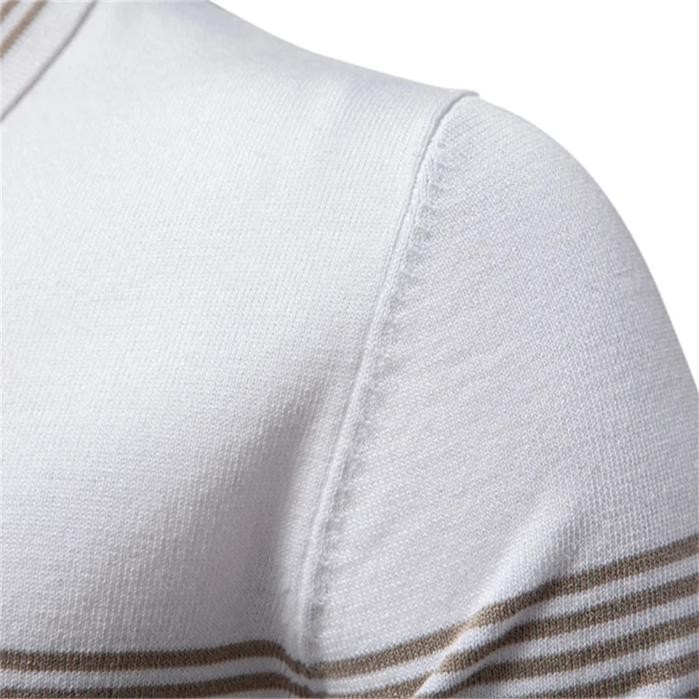Milan™ | Modern men's polo shirt with zip and contrast stripes