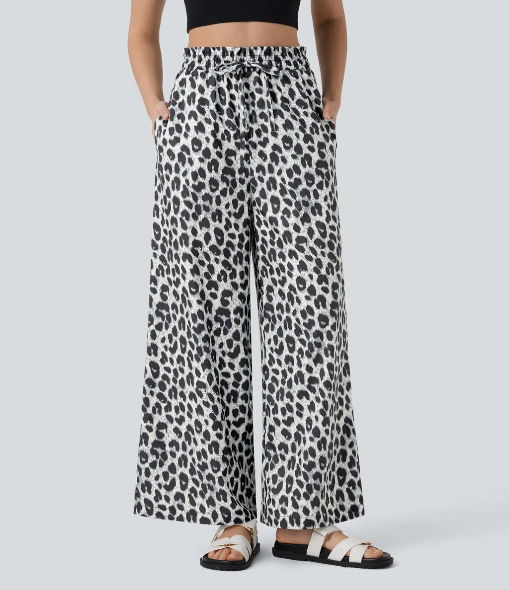 Lisette | Casual Broek Met Hoge Tailleband &amp; Leopard print
