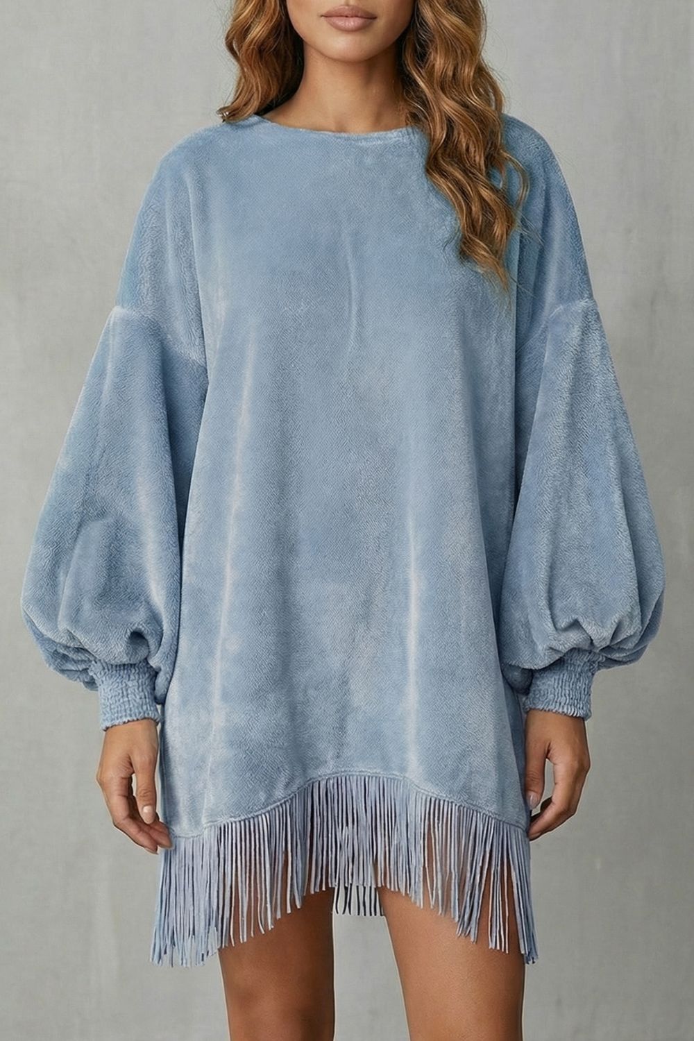 Bellurie – Manches volumineuses – Mini-robe à franges
